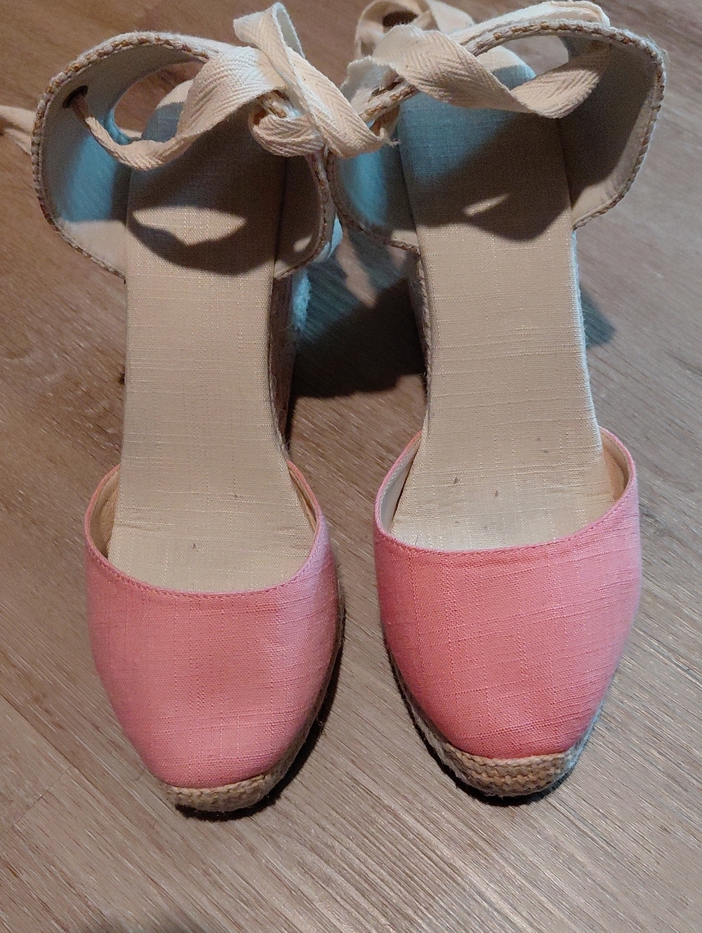 Women's Pink Espadrille Wedge Sandals